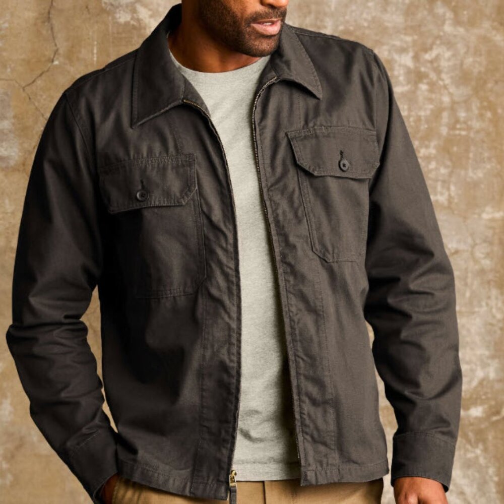 Line of Trade Men's Corbin Service Jacket Charcoal 100% Cotton Size M EUC